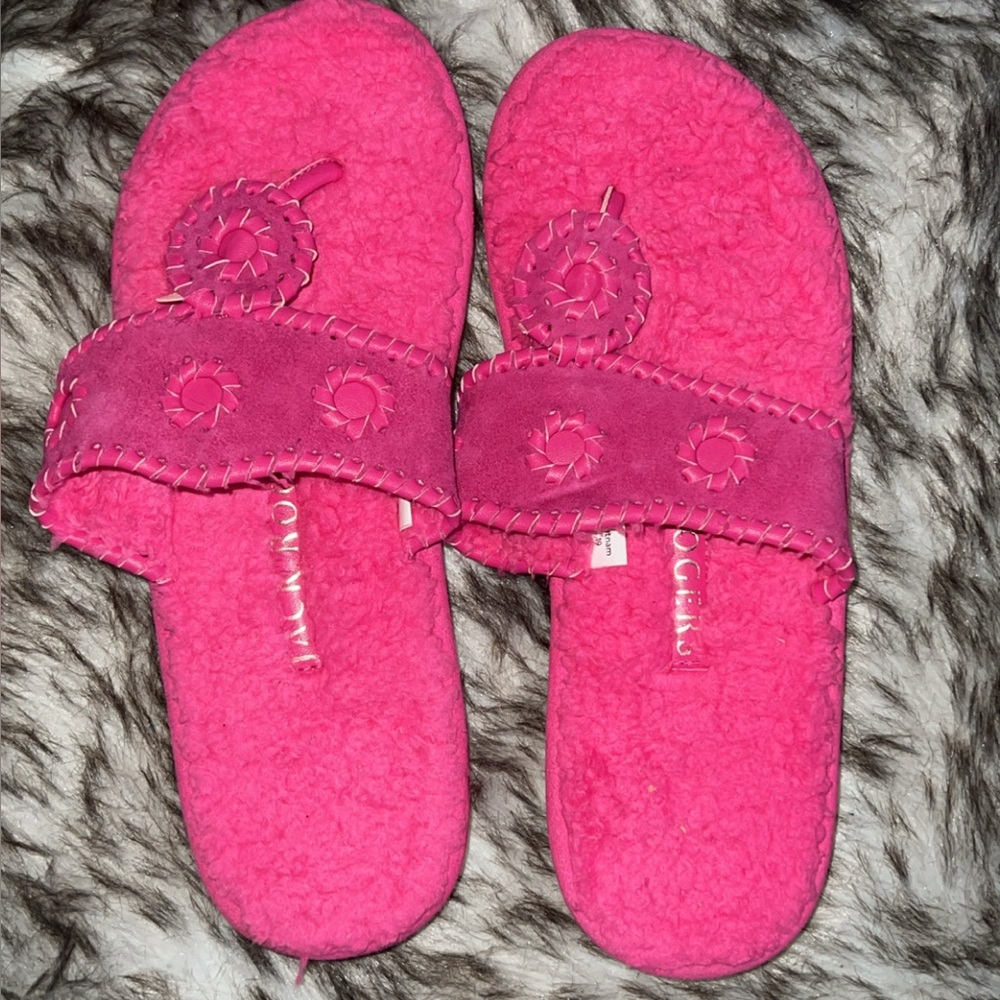 Pink Jack Rogers Women's furry Slippers size 8